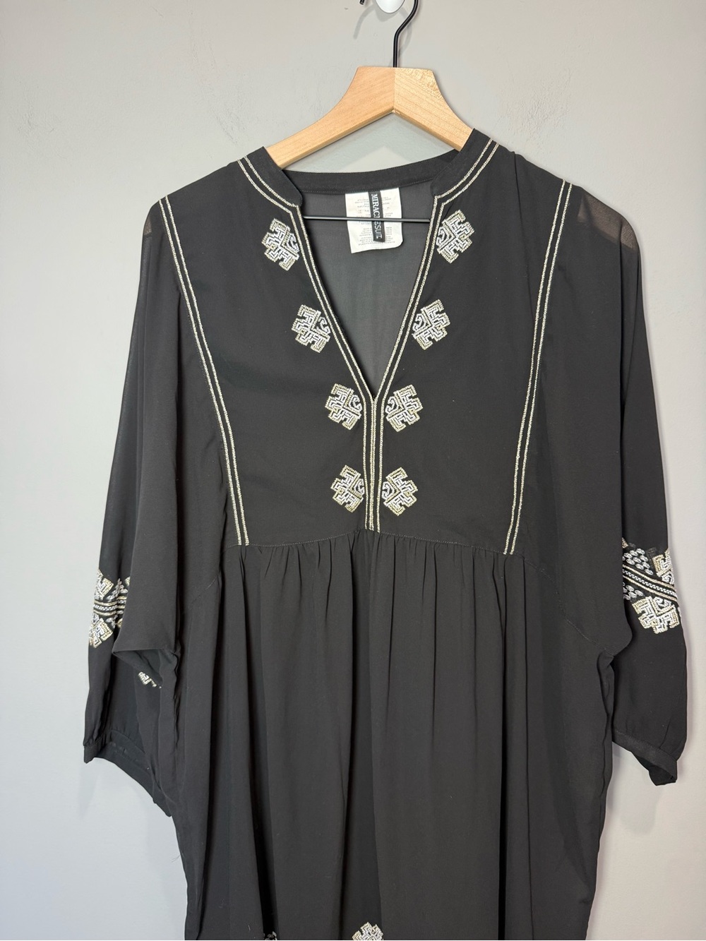 Miraclesuit Shore Leave Beach Dress Tunic Cover Up L XL Black Boho - Picture 2 of 6